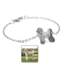 Silver platinum plated bracelet with photo engraving, stainless steel chain