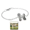 Silver platinum plated bracelet with photo engraving, stainless steel chain