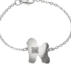 Silver platinum plated bracelet with photo engraving, stainless steel chain