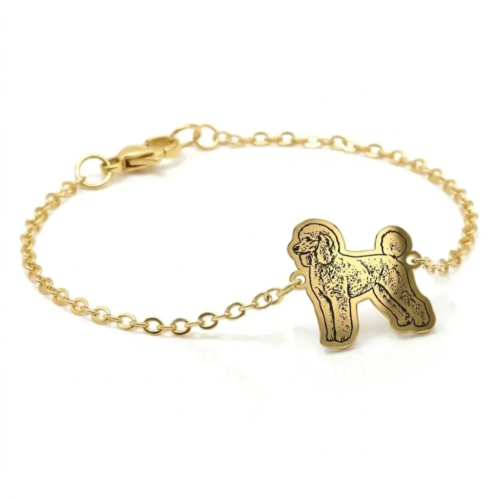 Silver gold plated bracelet with photo engraving, stainless steel chain