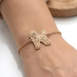 Silver rose gold plated bracelet with photo engraving, stainless steel chain