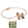 Silver rose gold plated bracelet with photo engraving, stainless steel chain