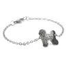 Bracelet with engraved photo on nickel siver tag, stainless steel chain