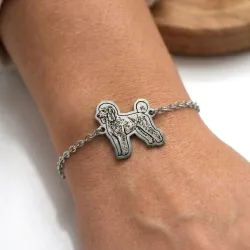 Bracelet with engraved photo on nickel siver tag, stainless steel chain