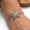 Bracelet with engraved photo on nickel siver tag, stainless steel chain