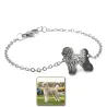 Bracelet with engraved photo on nickel siver tag, stainless steel chain