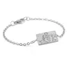 Silver platinum plated bracelet with photo engraving, stainless steel chain
