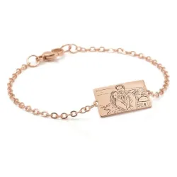 Silver rose gold plated bracelet with photo engraving, stainless steel chain