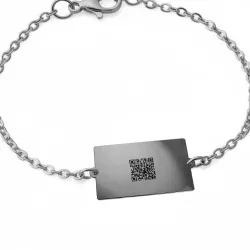 Bracelet with engraved photo on nickel siver tag, stainless steel chain