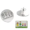 Silver Earrings with Engraved Kid's Drawings | Personalized Jewelry