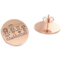 Silver Earrings with Engraved Kid's Drawings | Personalized Jewelry