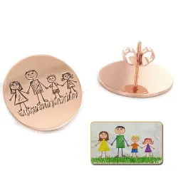 Silver Earrings with Engraved Kid's Drawings | Personalized Jewelry