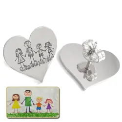 Silver Earrings with Engraved Kid's Drawings | Personalized Jewelry