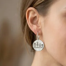 Silver Earrings with Engraved Kid's Drawings | Personalized Jewelry
