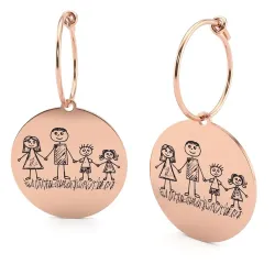 Silver Earrings with Engraved Kid's Drawings | Personalized Jewelry