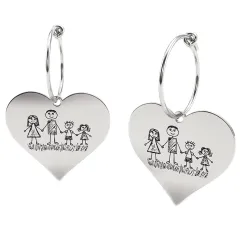Silver Earrings with Engraved Kid's Drawings | Personalized Jewelry