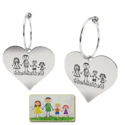 Ασημένια Σκουλαρίκια με Παιδική Ζωγραφιά | Προσωποποιημένο Κόσμημα