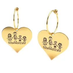 Silver Earrings with Engraved Kid's Drawings | Personalized Jewelry