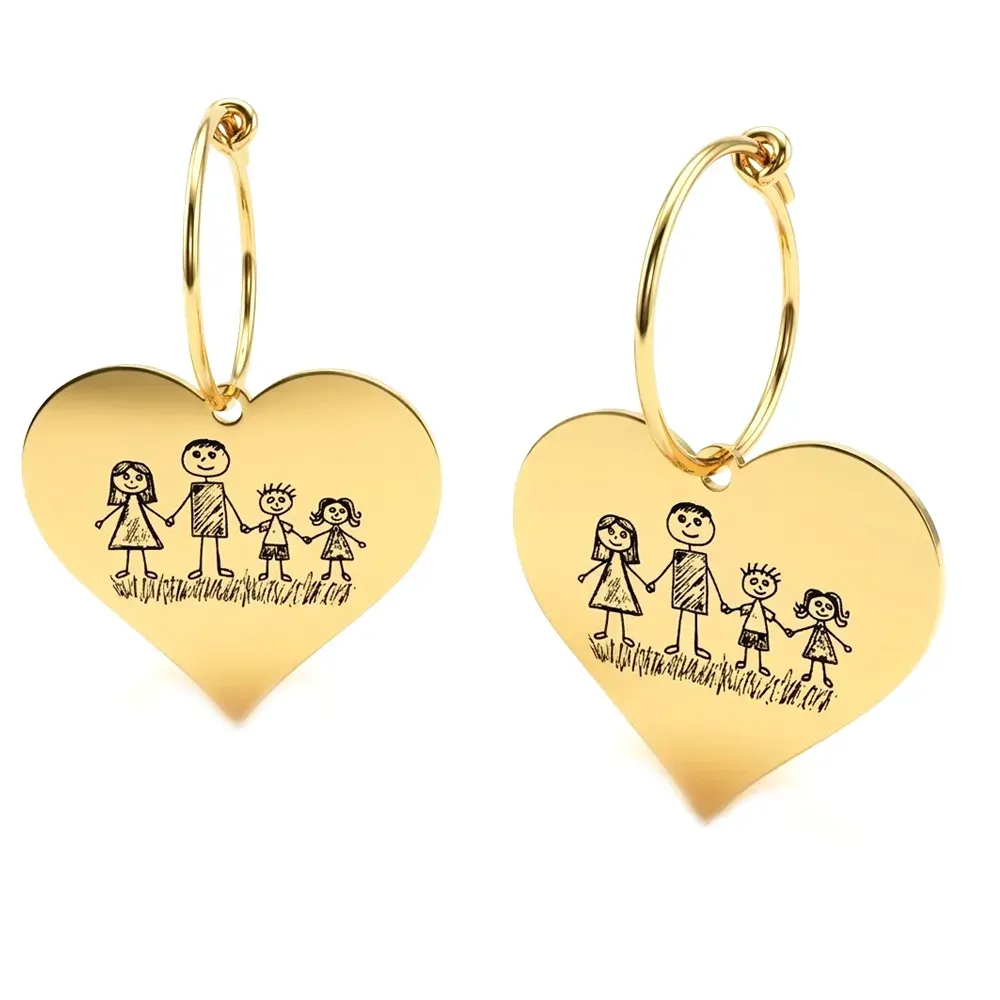 Ασημένια Σκουλαρίκια με Παιδική Ζωγραφιά | Προσωποποιημένο Κόσμημα