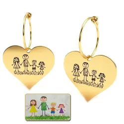 Silver Earrings with Engraved Kid's Drawings | Personalized Jewelry
