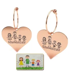 Silver Earrings with Engraved Kid's Drawings | Personalized Jewelry