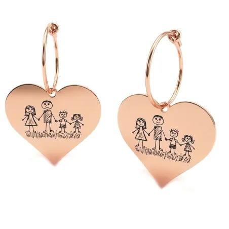 Silver Earrings with Engraved Kid's Drawings | Personalized Jewelry