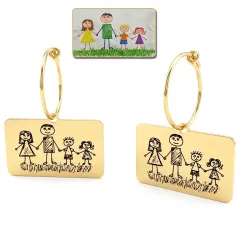 Ασημένια Σκουλαρίκια με Παιδική Ζωγραφιά | Προσωποποιημένο Κόσμημα