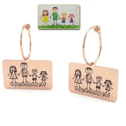 Silver Earrings with Engraved Kid's Drawings | Personalized Jewelry