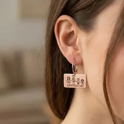 Silver Earrings with Engraved Kid's Drawings | Personalized Jewelry