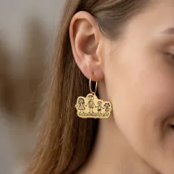 Silver Earrings with Engraved Kid's Drawings | Personalized Jewelry