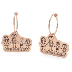 Silver Earrings with Engraved Kid's Drawings | Personalized Jewelry