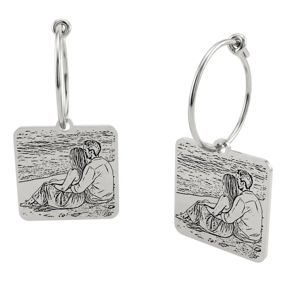 Earrings with Photo Engraving | Personalized Jewelry