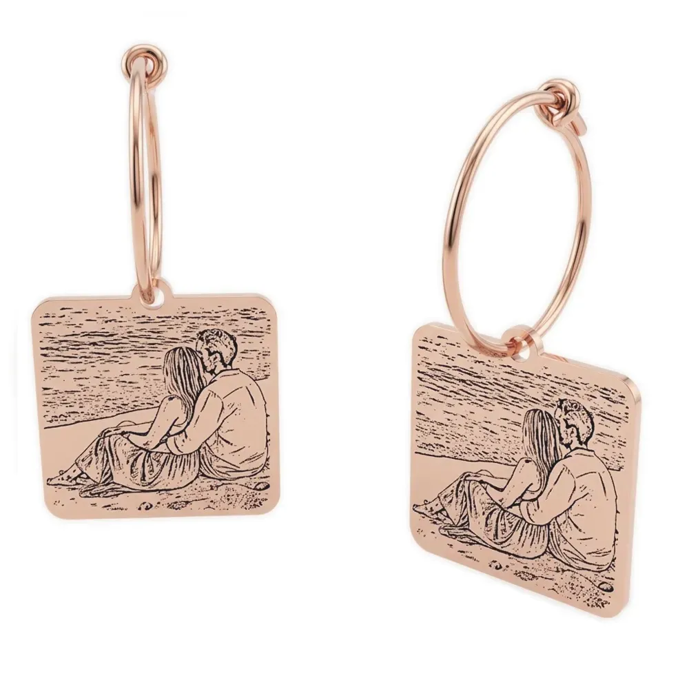 Earrings with Photo Engraving | Personalized Jewelry
