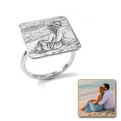 Δαχτυλίδι με Χάραξη Φωτογραφίας | Ασήμι 925 | Προσωπικό Δώρο
