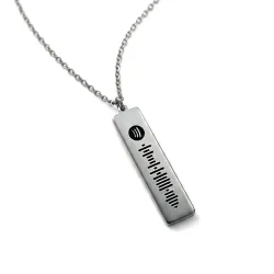 Nickel silver pendant with engraved Spotify code, steel chain