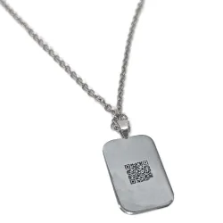 Ασημένιο επιπλατινωμένο κολιέ με χαραγμένη κυματομορφή σε μενταγιόν ταυτότητα