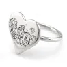 Silver ring with engraving of a children's drawing on a heart