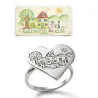 Silver ring with engraving of a children's drawing on a heart