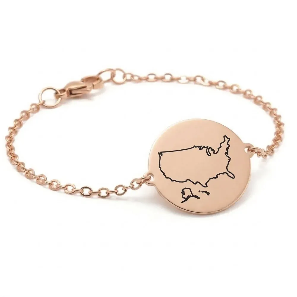 Engraved Country Map Bracelet | Meaningful Jewelry
