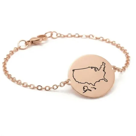 Engraved Country Map Bracelet | Meaningful Jewelry