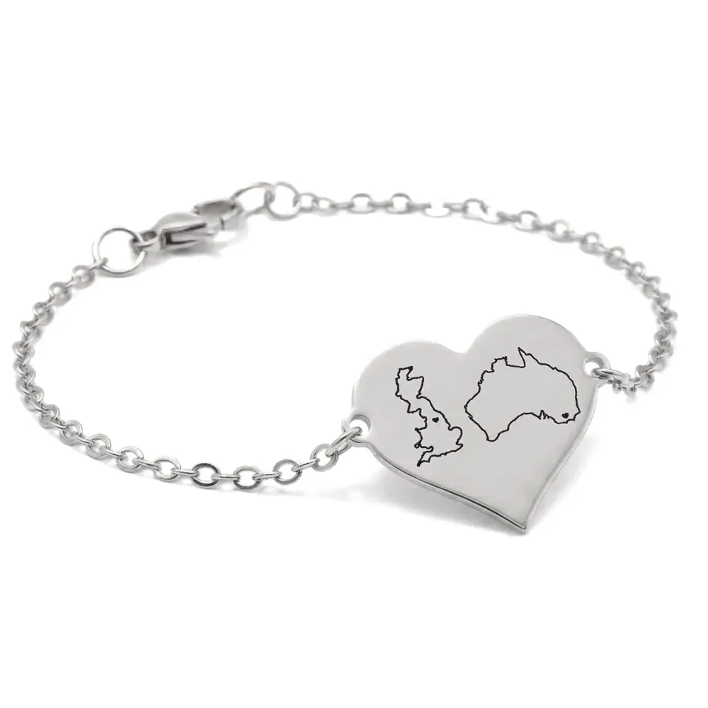 Engraved Country Map Bracelet | Meaningful Jewelry