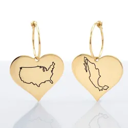 Engraved Country Map Drop Earrings | Elegant Style