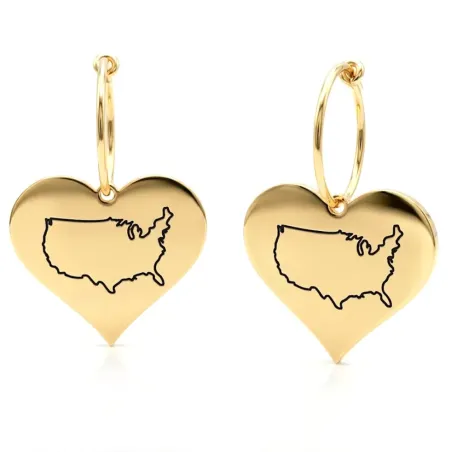Engraved Country Map Drop Earrings | Elegant Style