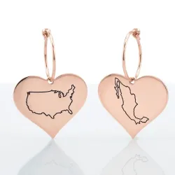 Engraved Country Map Drop Earrings | Elegant Style