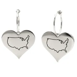 Engraved Country Map Drop Earrings | Elegant Style