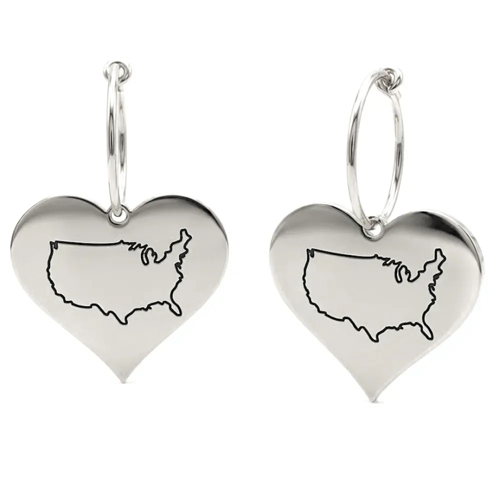 Engraved Country Map Drop Earrings | Elegant Style