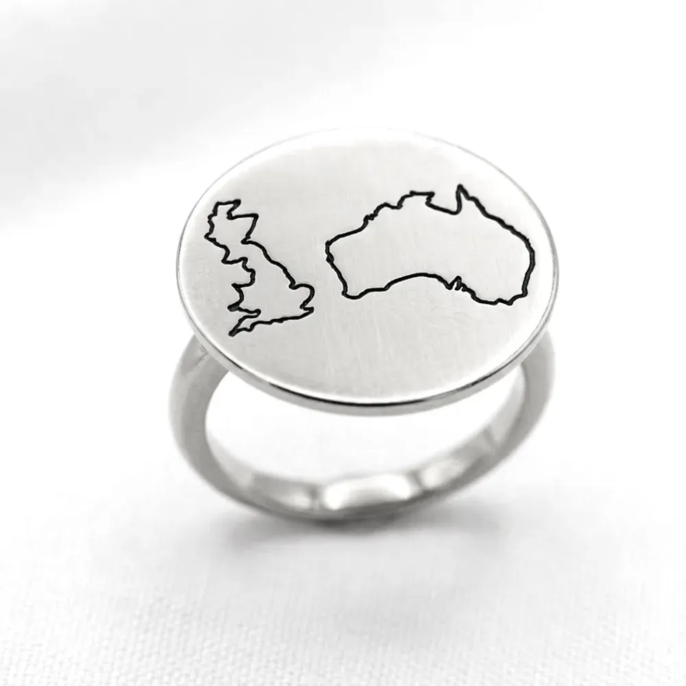 Engraved Country Map Ring | Meaningful Unique Style