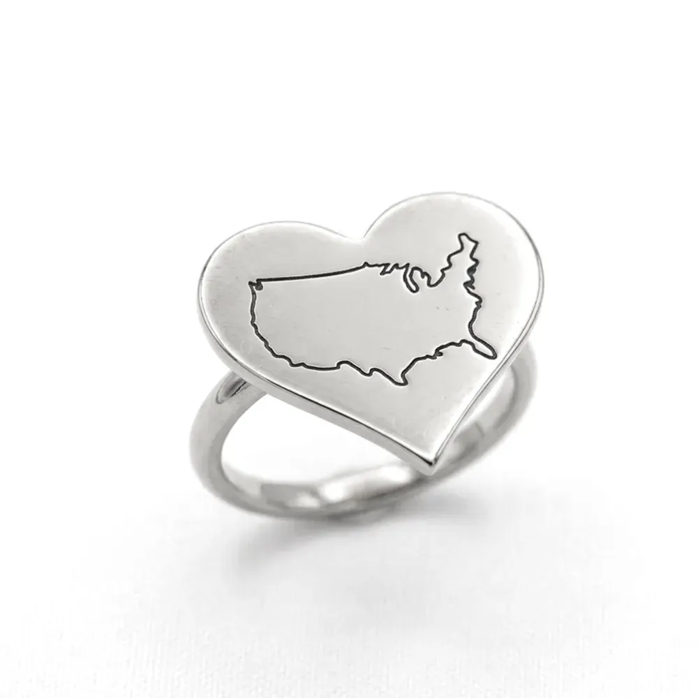 Engraved Country Map Ring | Meaningful Unique Style