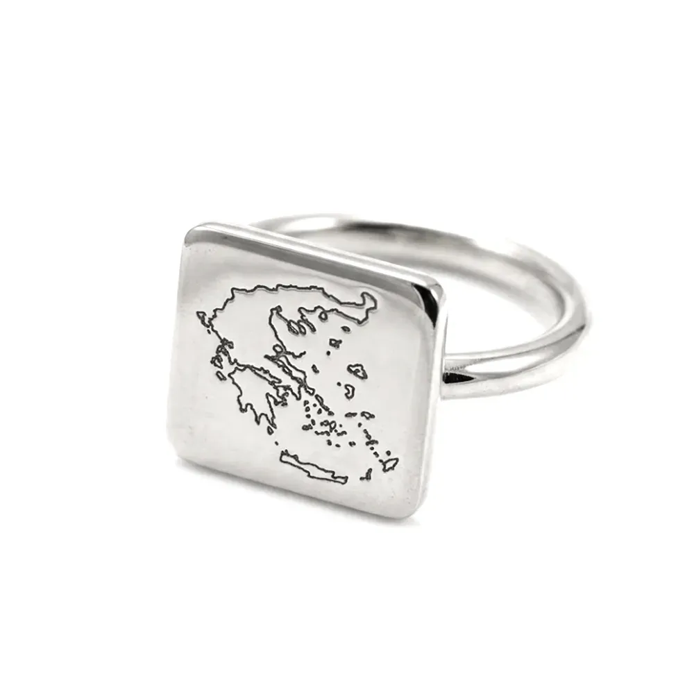 Engraved Country Map Ring | Meaningful Unique Style