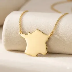 Sterling silver gold plated necklace with cut out map of your favorite country or region